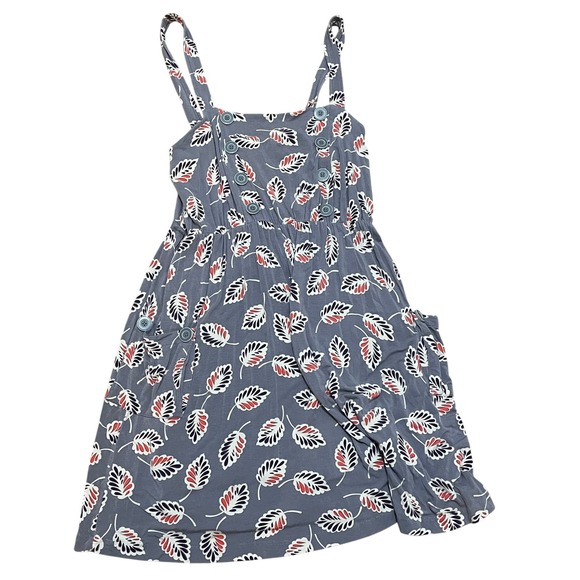Little Yellow Button Anthro Women's XL Gray Leaf Print Empire Waist Tank Dress - Picture 1 of 7